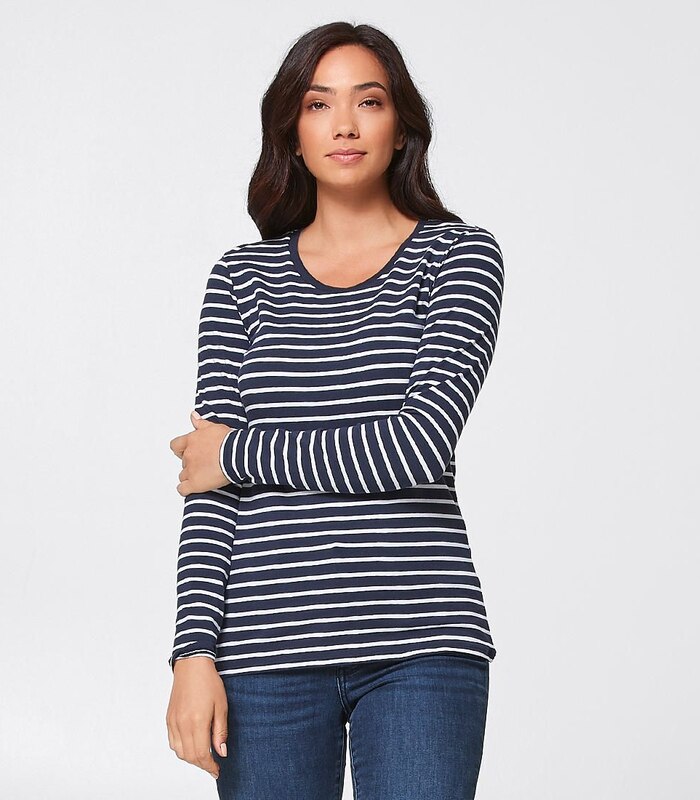 S BONDS Ladies {WHITE BLACK STRIPE LONG SLEEVE TEE} Sizes XS