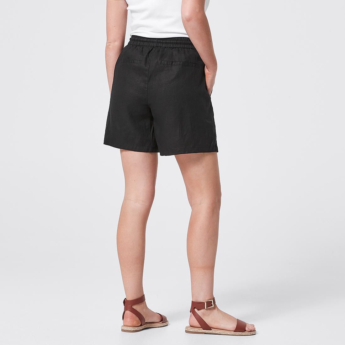 red distressed shorts