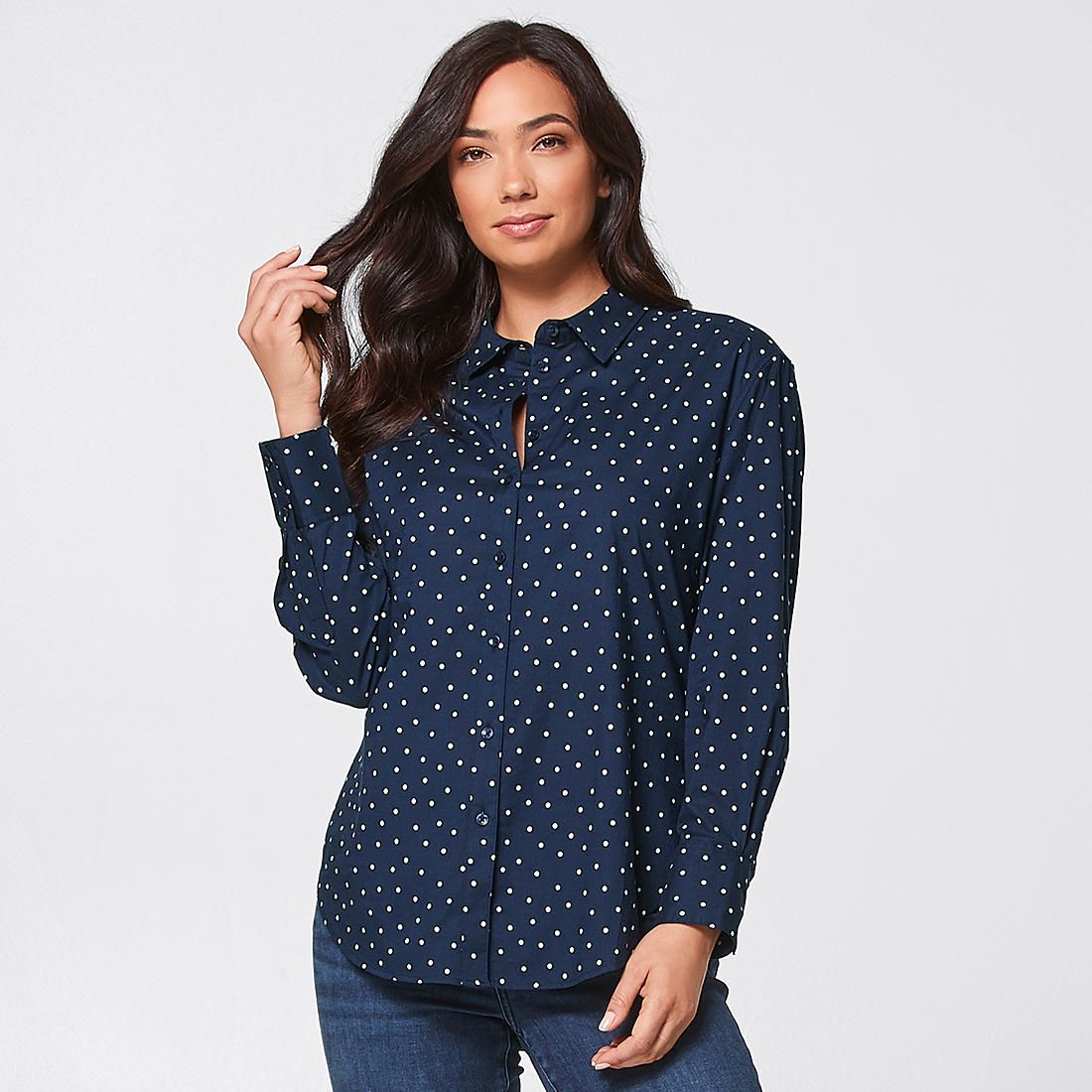 Courtney Shirt - Navy Blue/White Spot 