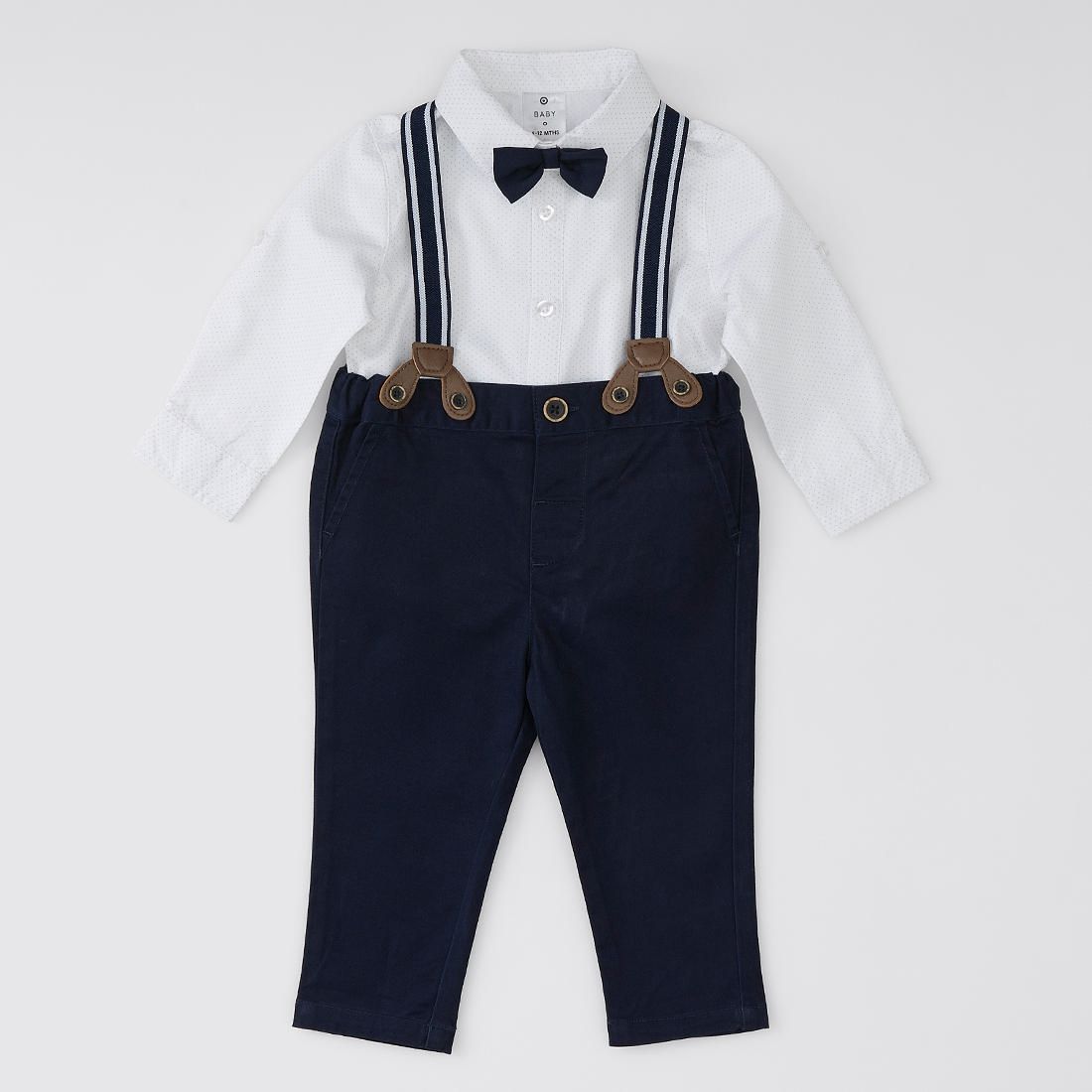 Baby Shirt, Pant, Suspenders and Bow 