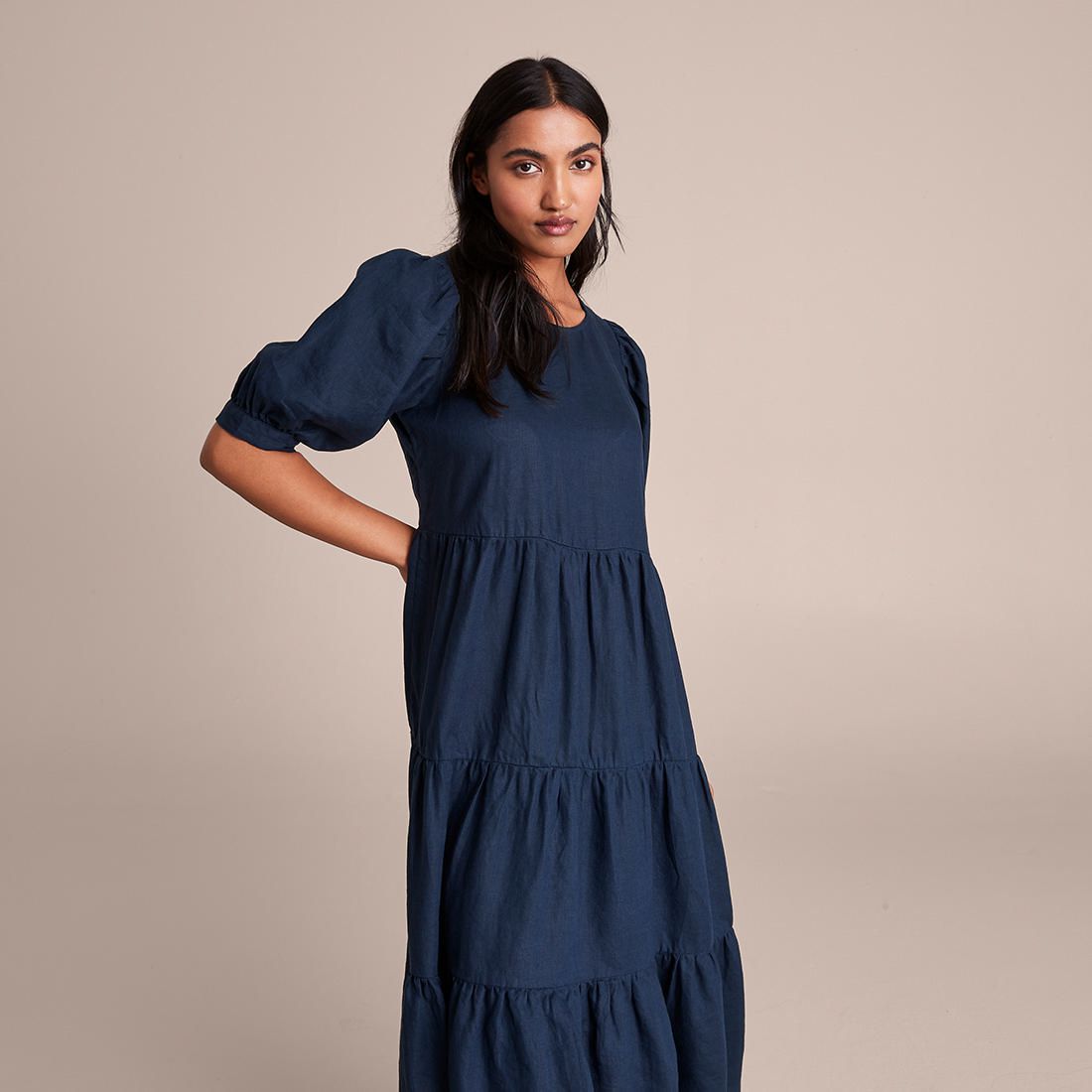 European Linen Tiered Midi Dress | Target Australia
