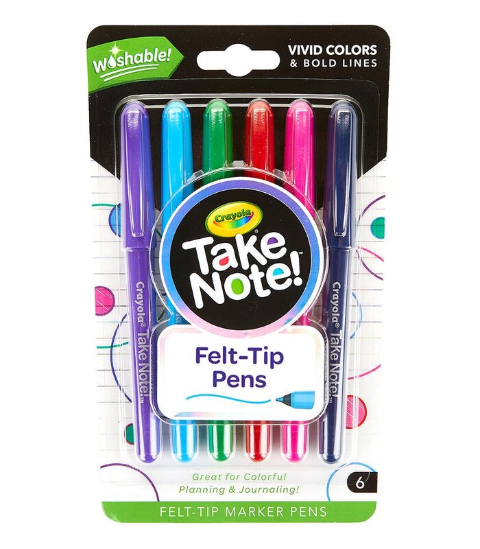 crayola take note 6 pack washable felt tip pens
