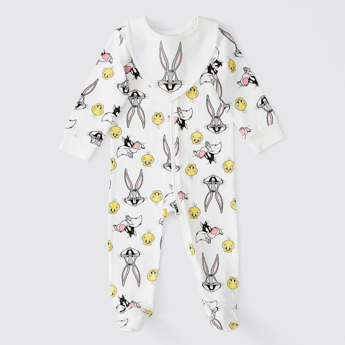 Baby Looney Tunes Bugs Bunny Coverall And Bib Set White Target