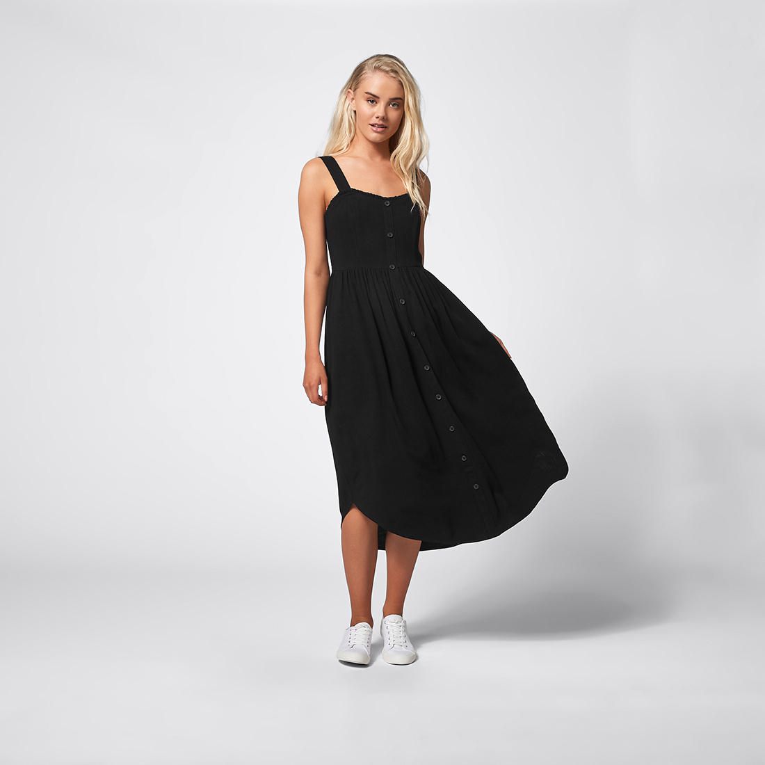 Long Black Dress Target (Short Sleeve European Linen Tiered Dress Black)