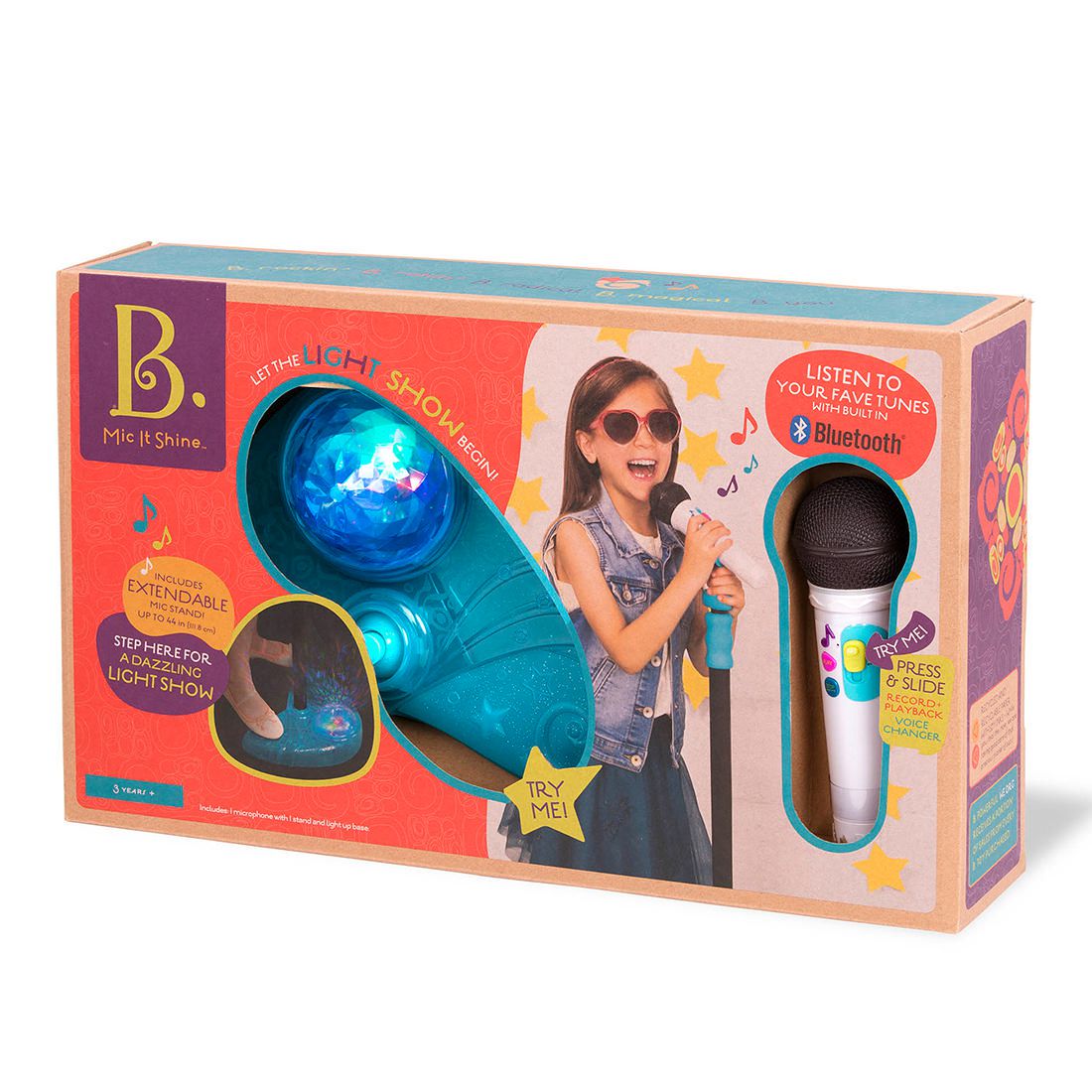 Light-Up Sing-Along Mic with 5 Songs and Record Functions for Kids 2 Years + Battat Musical Light Show Microphone Bluetooth 