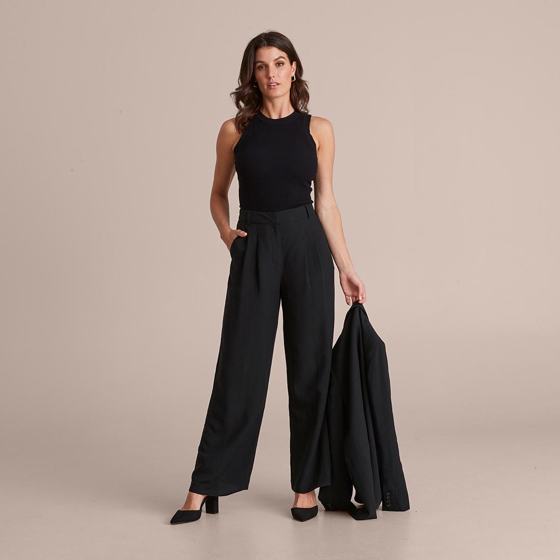 Preview Linen Blend Wide Leg Pants 