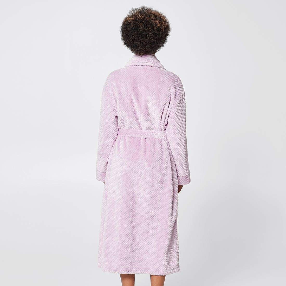 purple fluffy dressing gown