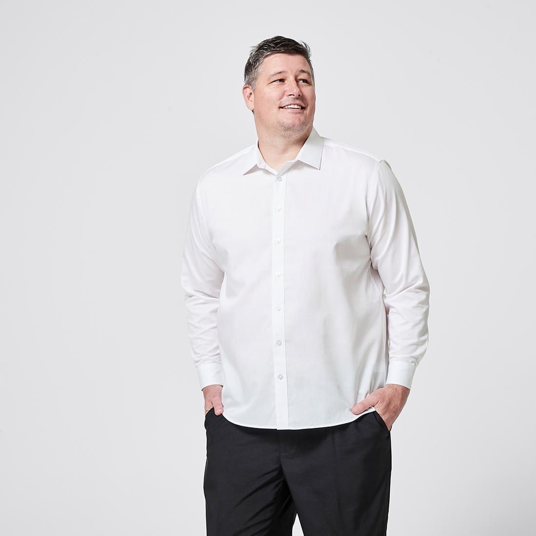 big w white business shirt
