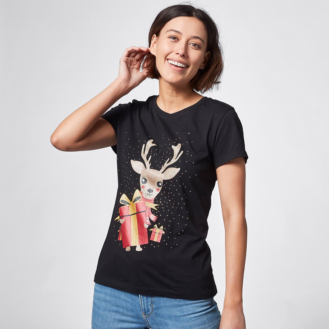 Christmas Cotton T-Shirt - Black 