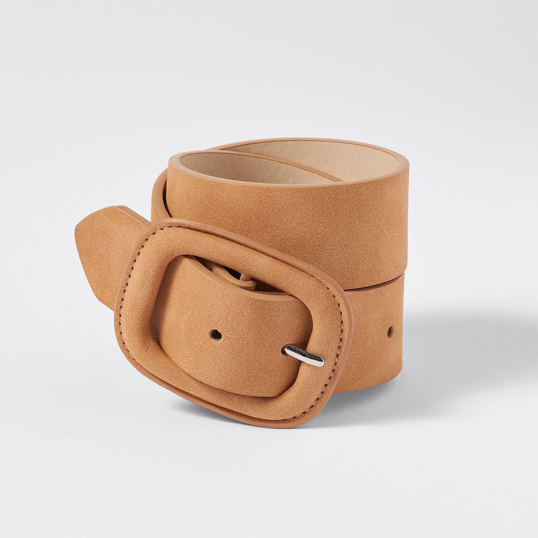 Covered Buckle Waist Belt - Camel 