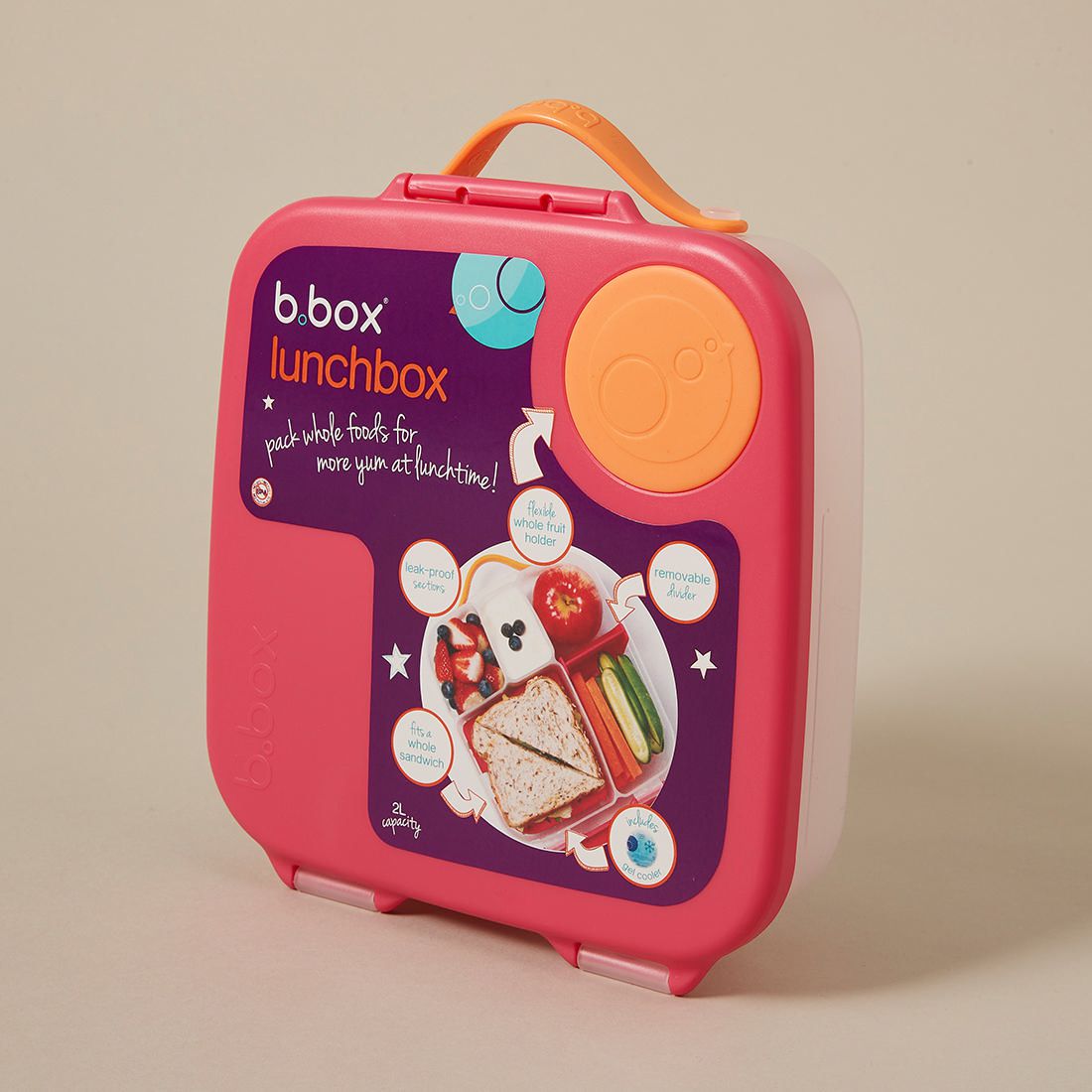 b.box Lunch Box for Kids | Bento Box | 4 Compartments (2 Leak proof) | Gel  cold pack, BPA Free | Kids 3-7 years (Strawberry Shake)