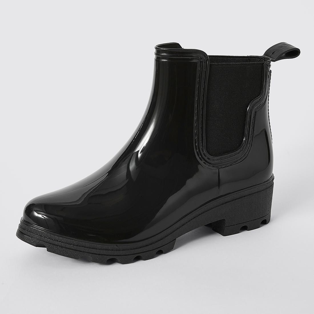 Beijing Chunky Ankle Gumboots - Black 