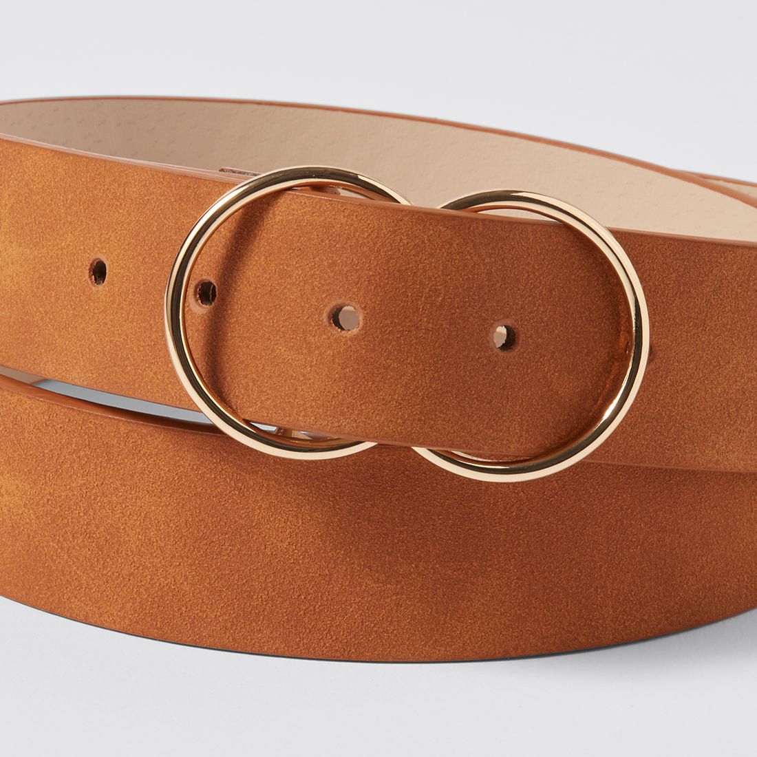 Double Circle Buckle Belt - Tan 
