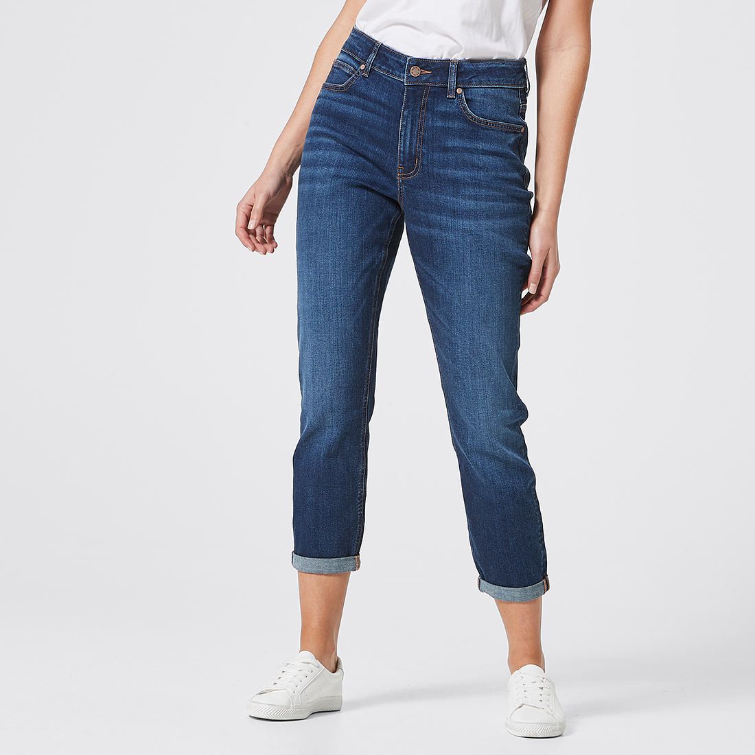 cropped girlfriend jeans