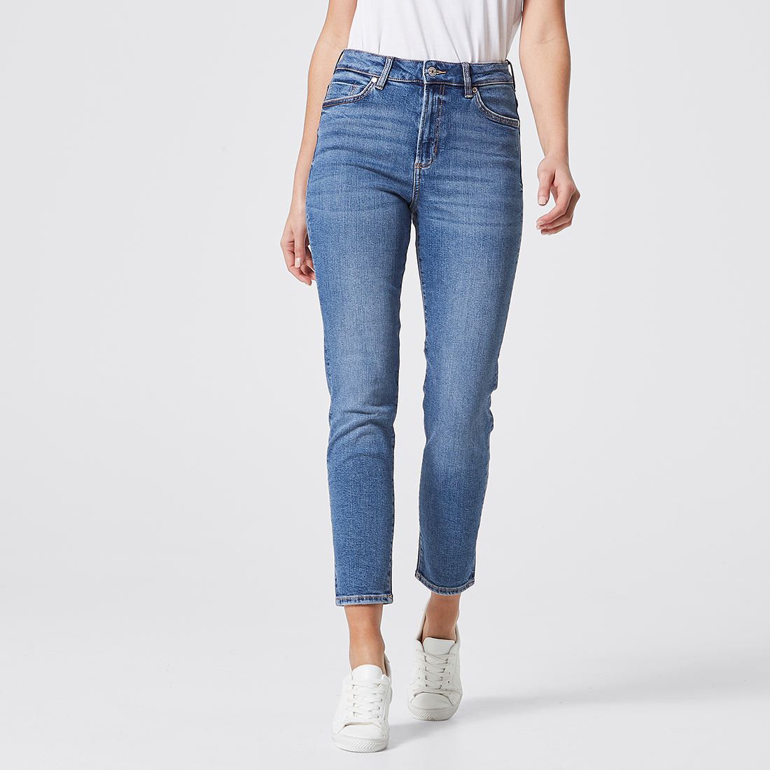 high rise ankle length jeans