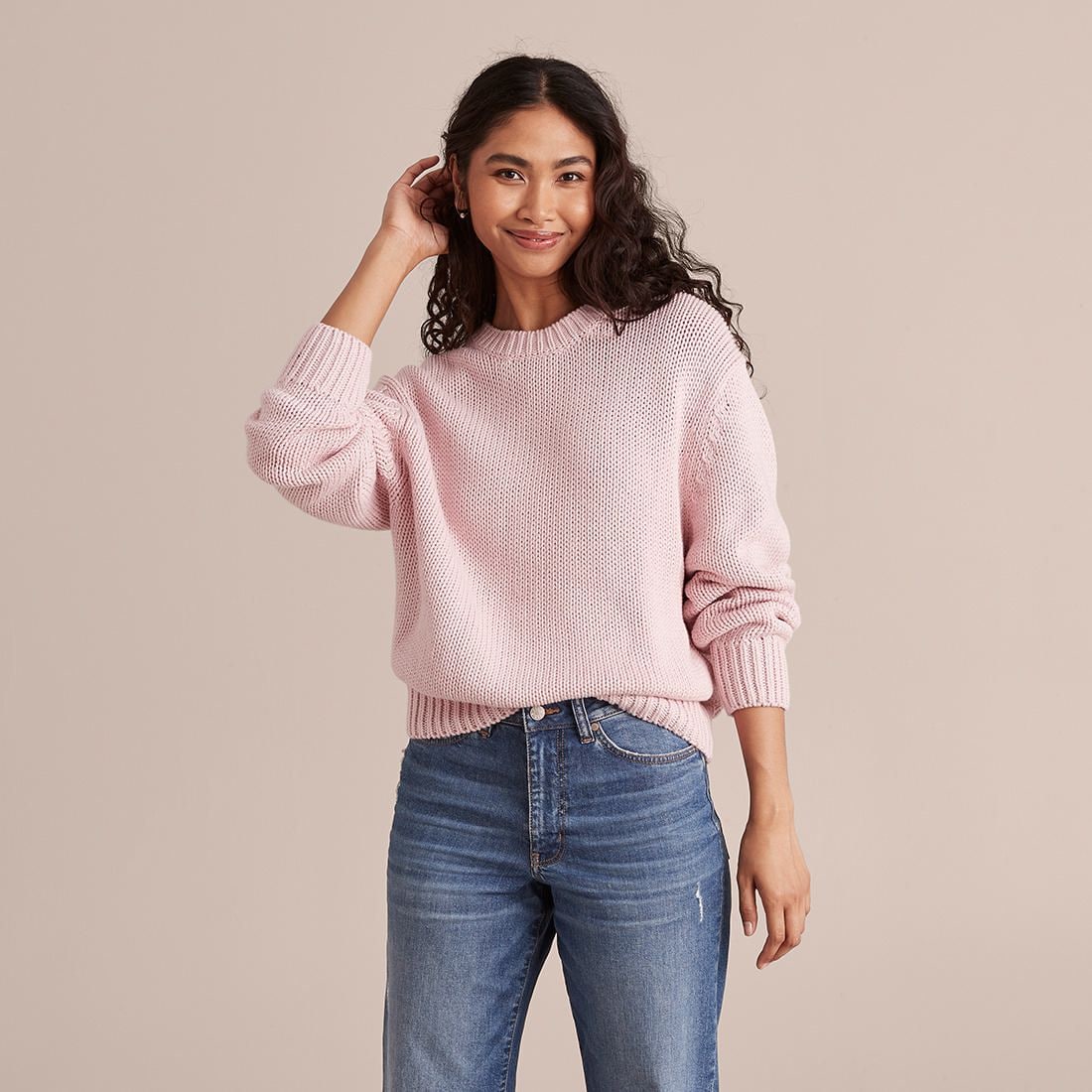 cotton crew neck jumpers ladies