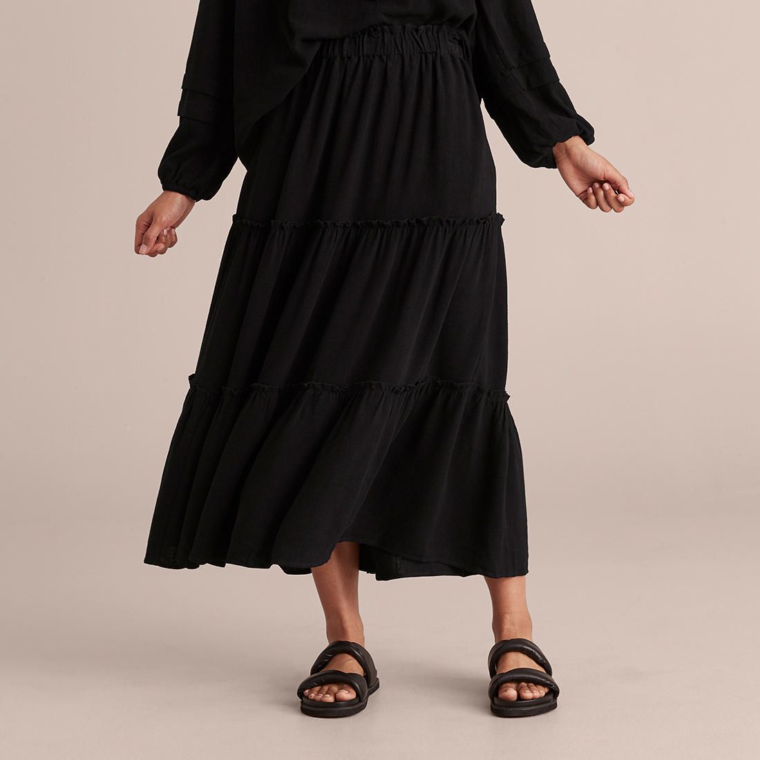 Linen Blend Tiered Maxi Skirt Target Australia