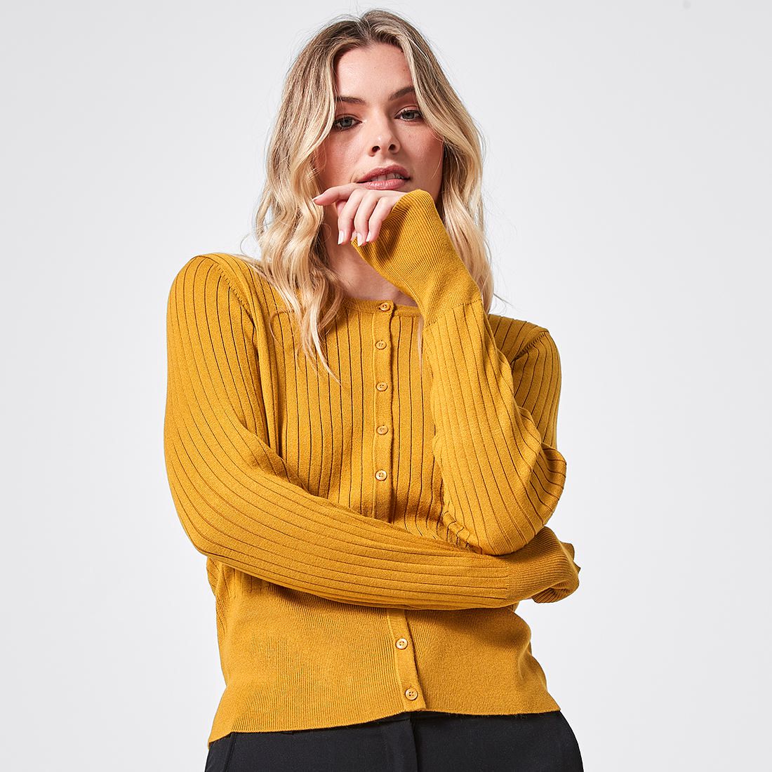 Preview Ribbed Crew Neck Cardigan 