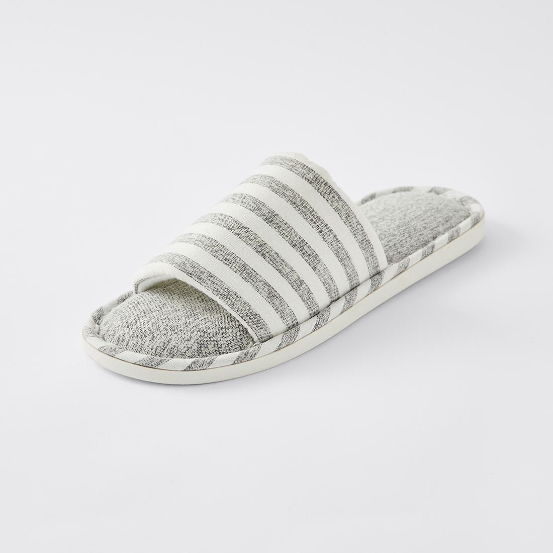 grey open toe slippers