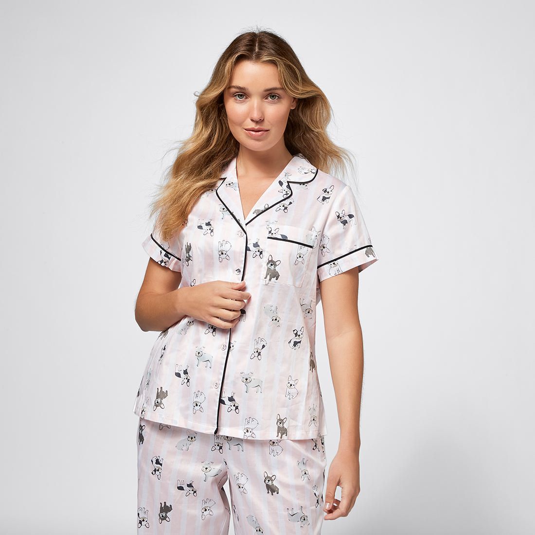 Womans French Bulldog 3/4 Pyjama Set 