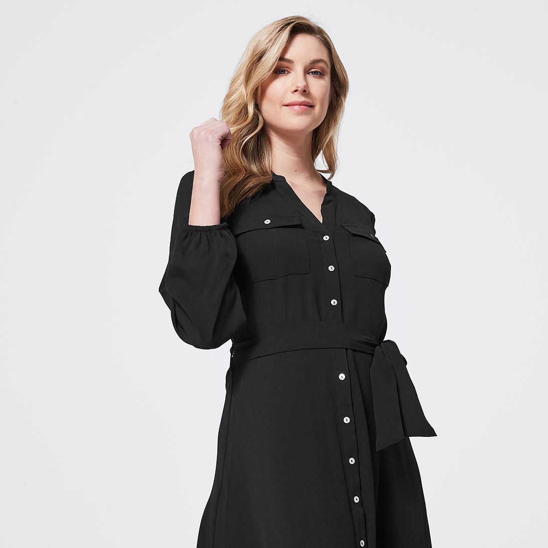 Soft Shirt Dress Black