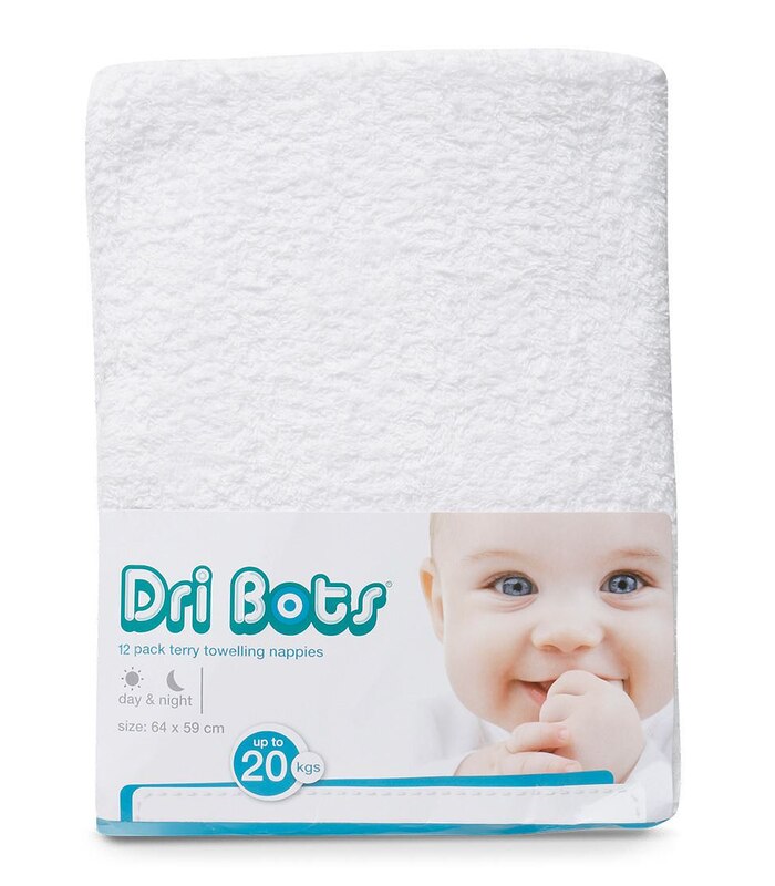 Dribots Terry Towelling Nappies 12 Pack Target Australia
