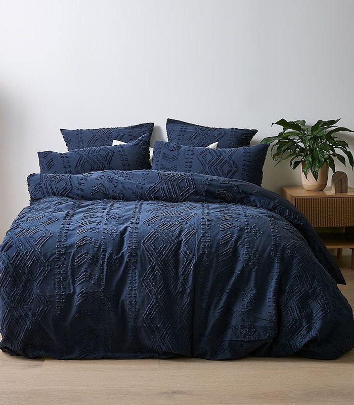 Clemens Tufting Quilt Cover Set Navy Blue Target Australia