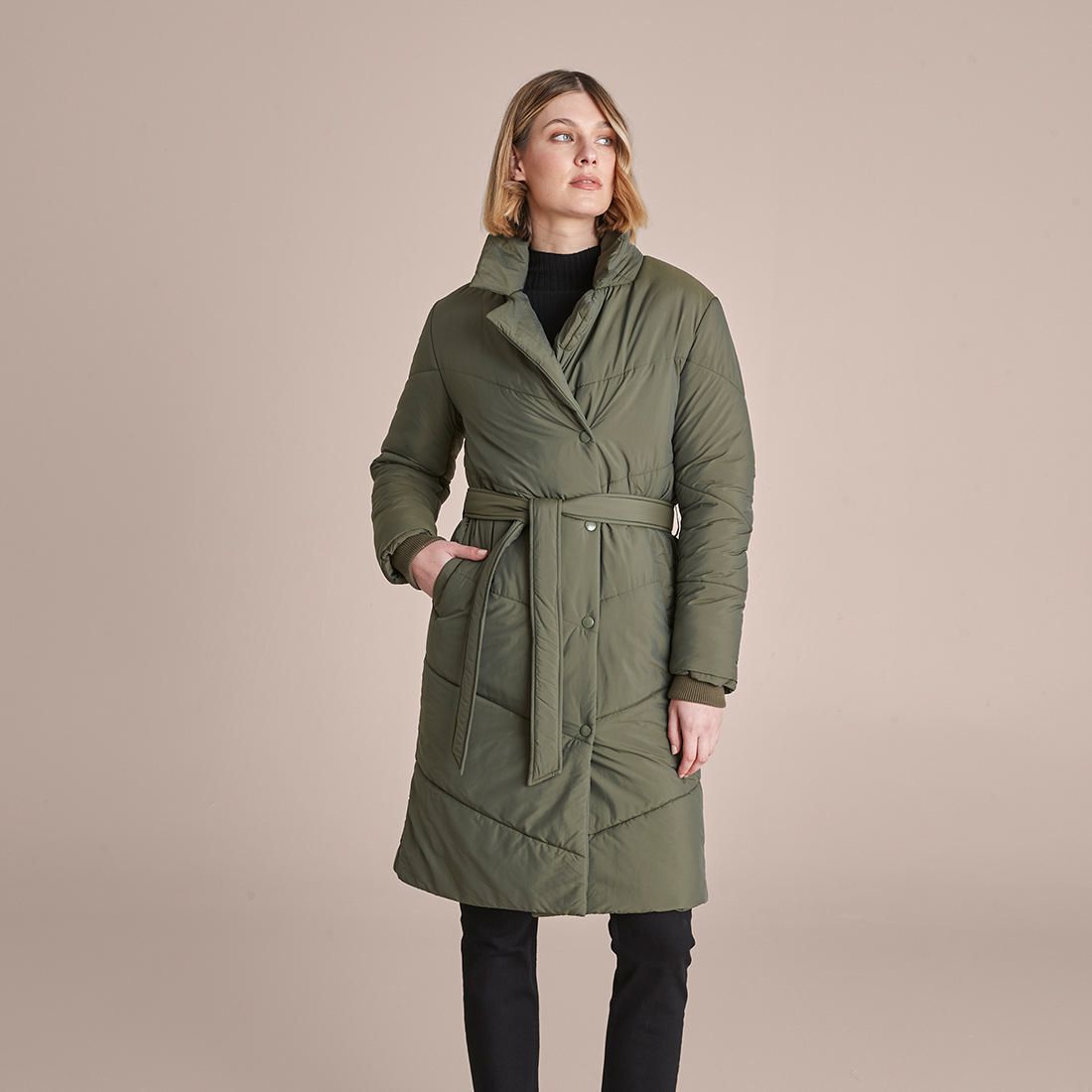 white shearling long coat