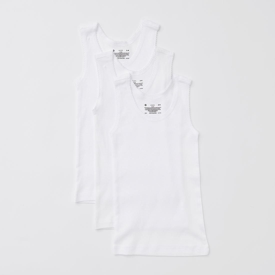 3 Pack Organic Cotton Girls Vests 