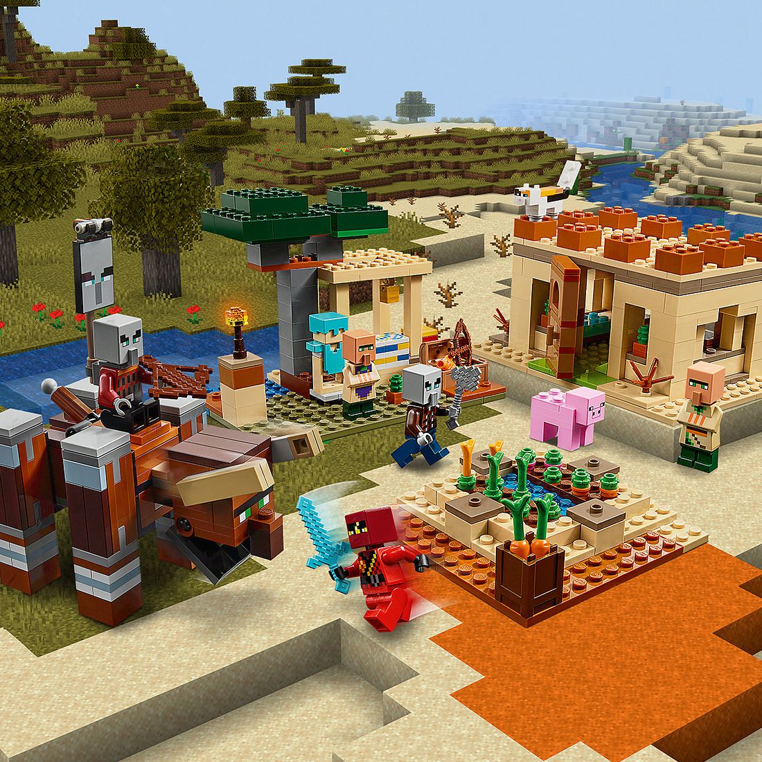 minecraft lego sets illager raid