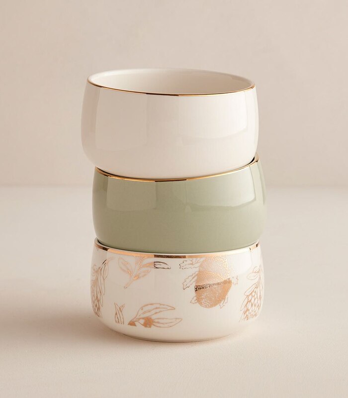 undefined | 3 Pack Gold Rim Bowls