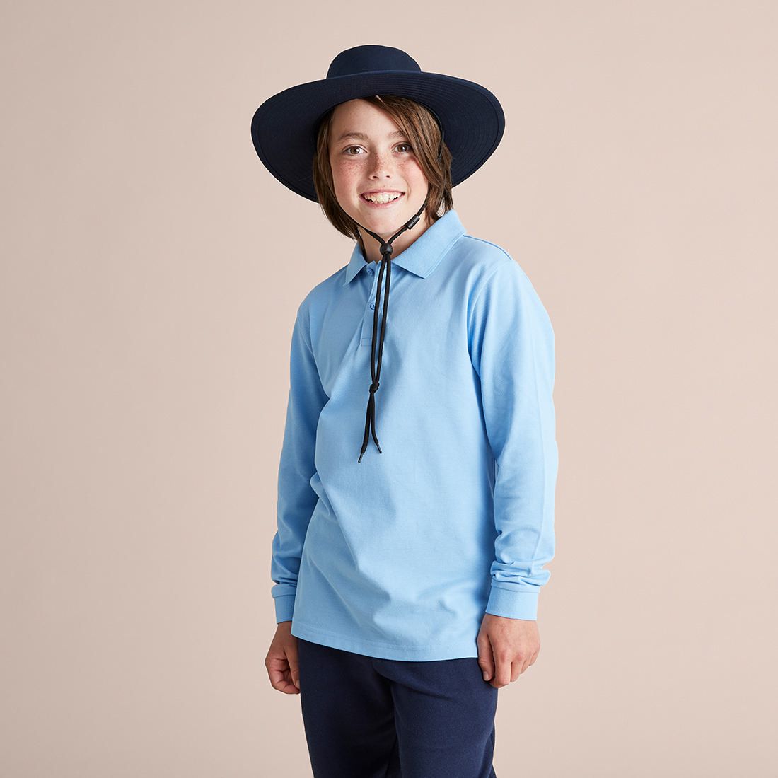 Kids Wide Brimmed School Hat - Navy 