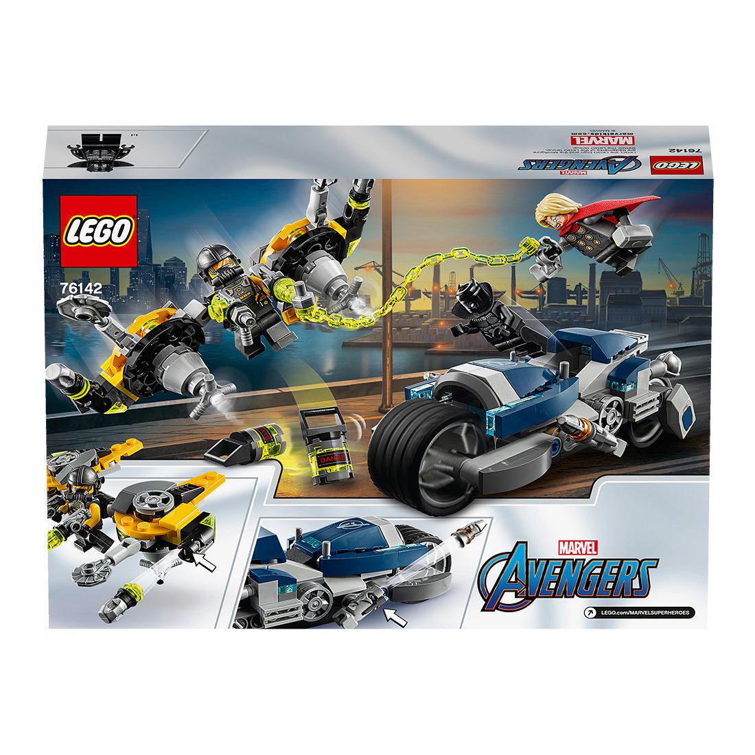 Lego marvel avengers speeder bike attack 76142 black panther and thor buildable superhero toy Clearance