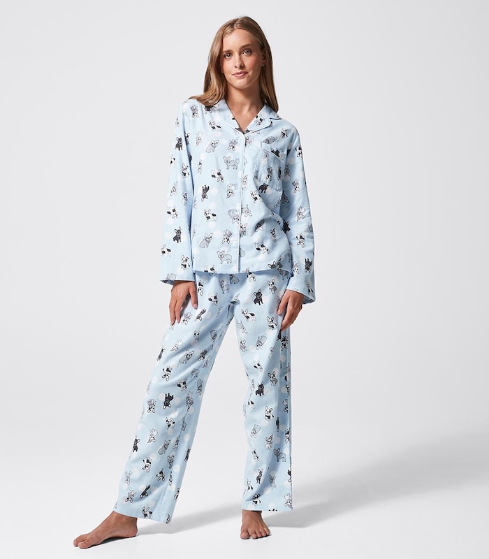 Long Flannelette Pyjama Gift Set Blue Dog Target Australia