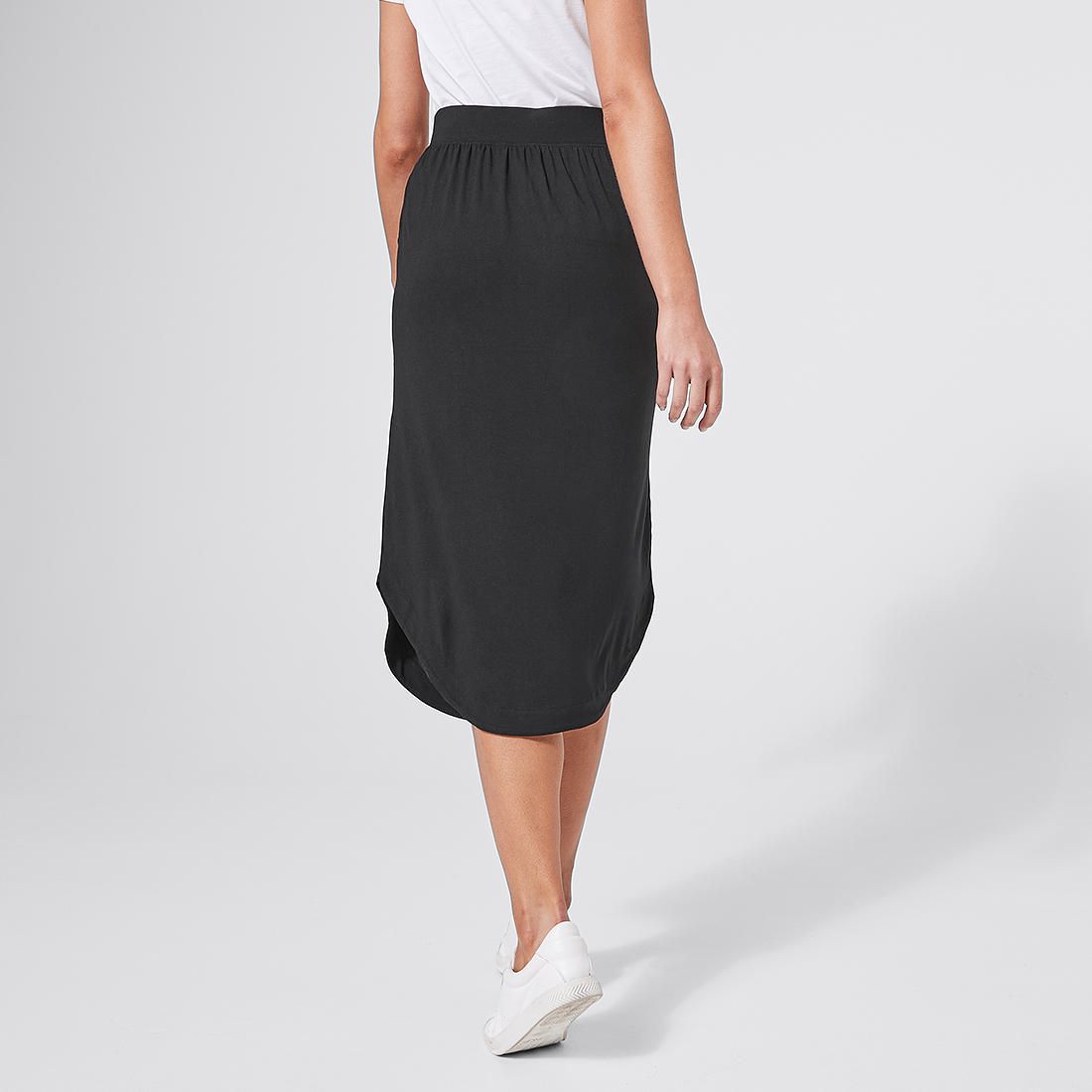 khaki curved hem skirt