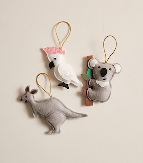6 Pack Christmas Australian Animal Felt Decorations