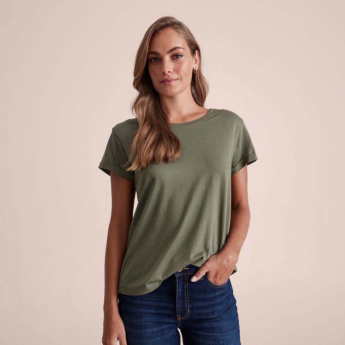 Cotton/Modal Relaxed T-Shirt - Dusty 