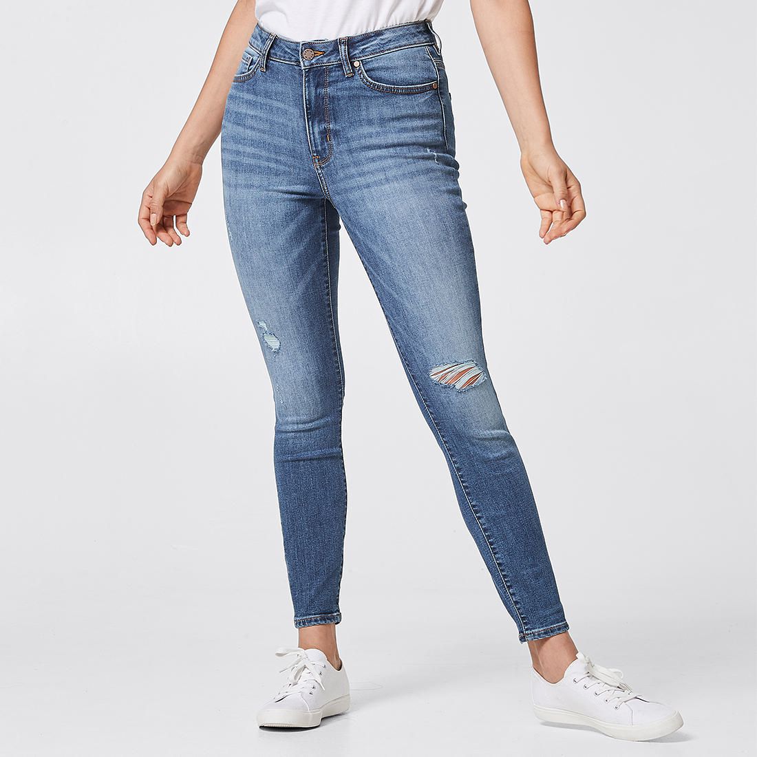 mid rise ankle length jeans