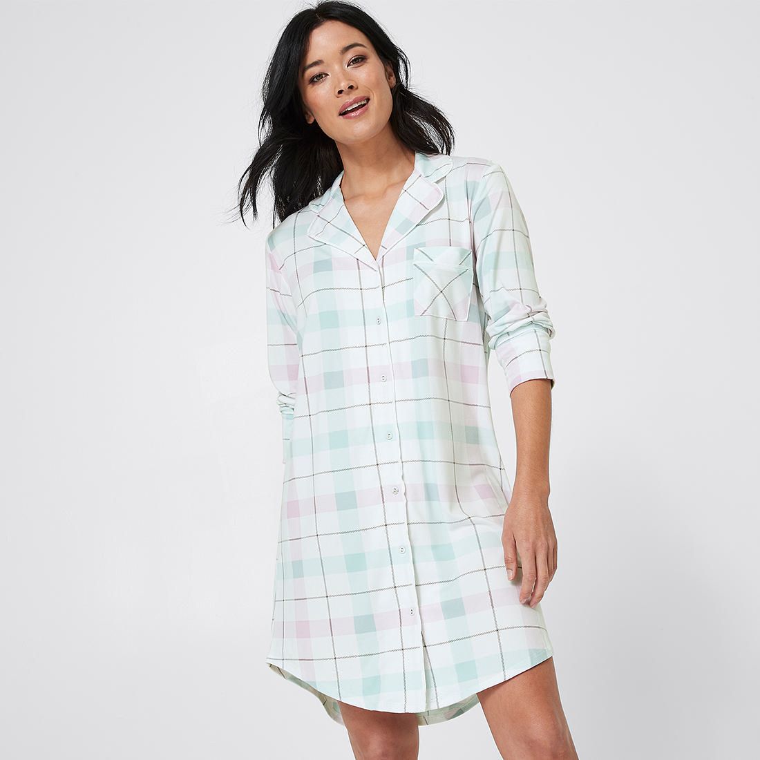 Jersey Nightshirt - Lilac Purple Check 