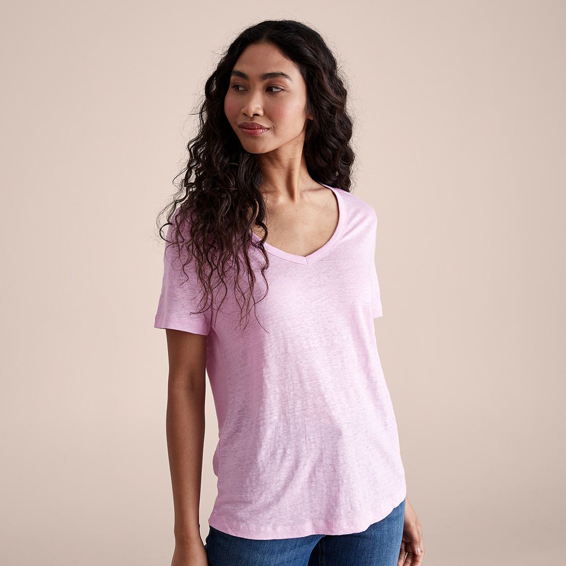 Linen Blend V-Neck T-Shirt | Target 
