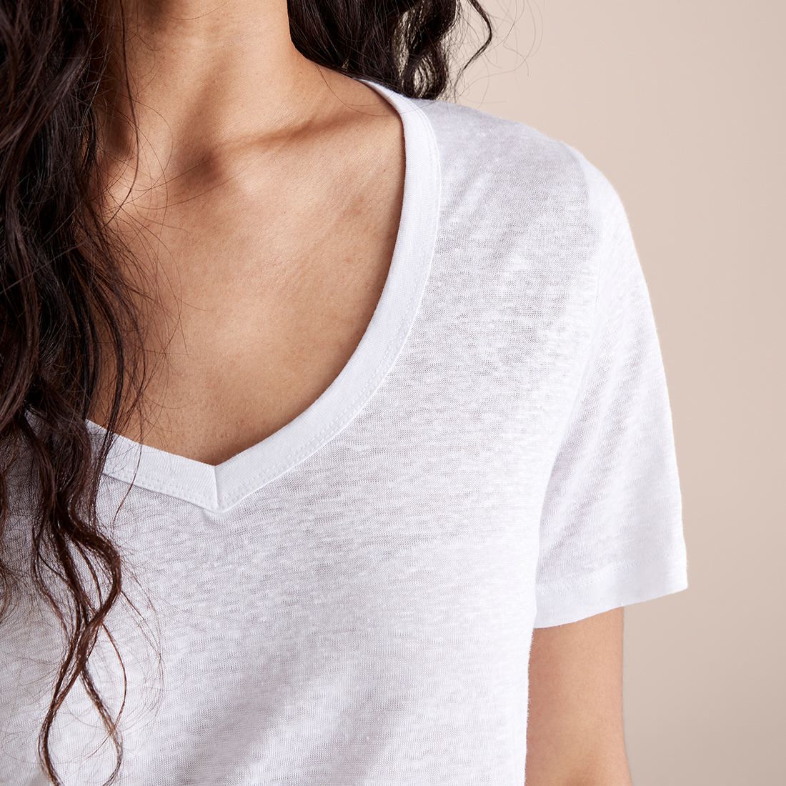 Linen Blend V-Neck T-Shirt | Target 