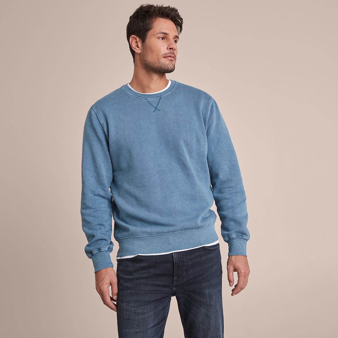 Garment Dyed Fleece Crew Neck Jumper 