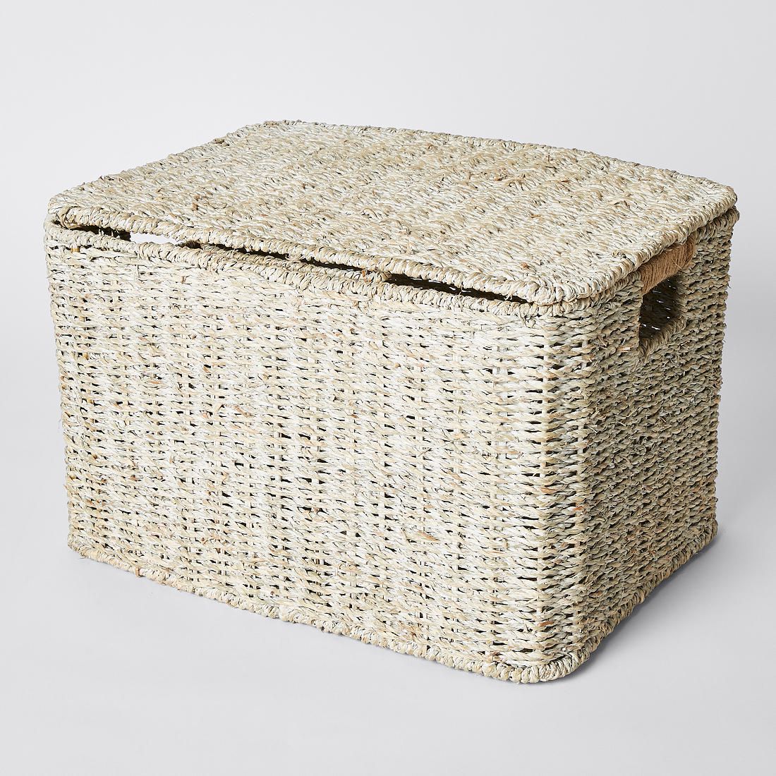 white basket with lid