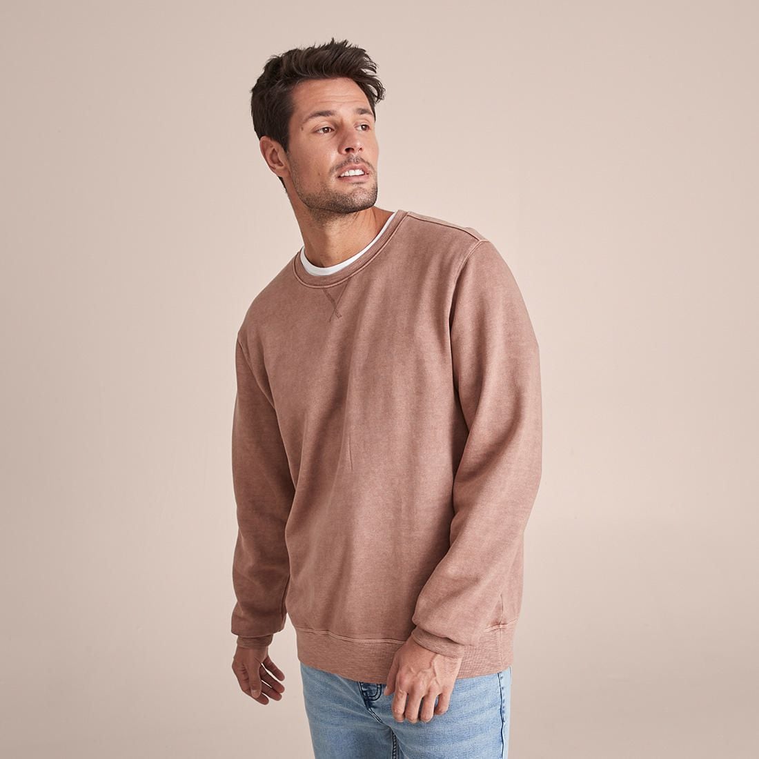 Garment Dyed Fleece Crew Neck Jumper 