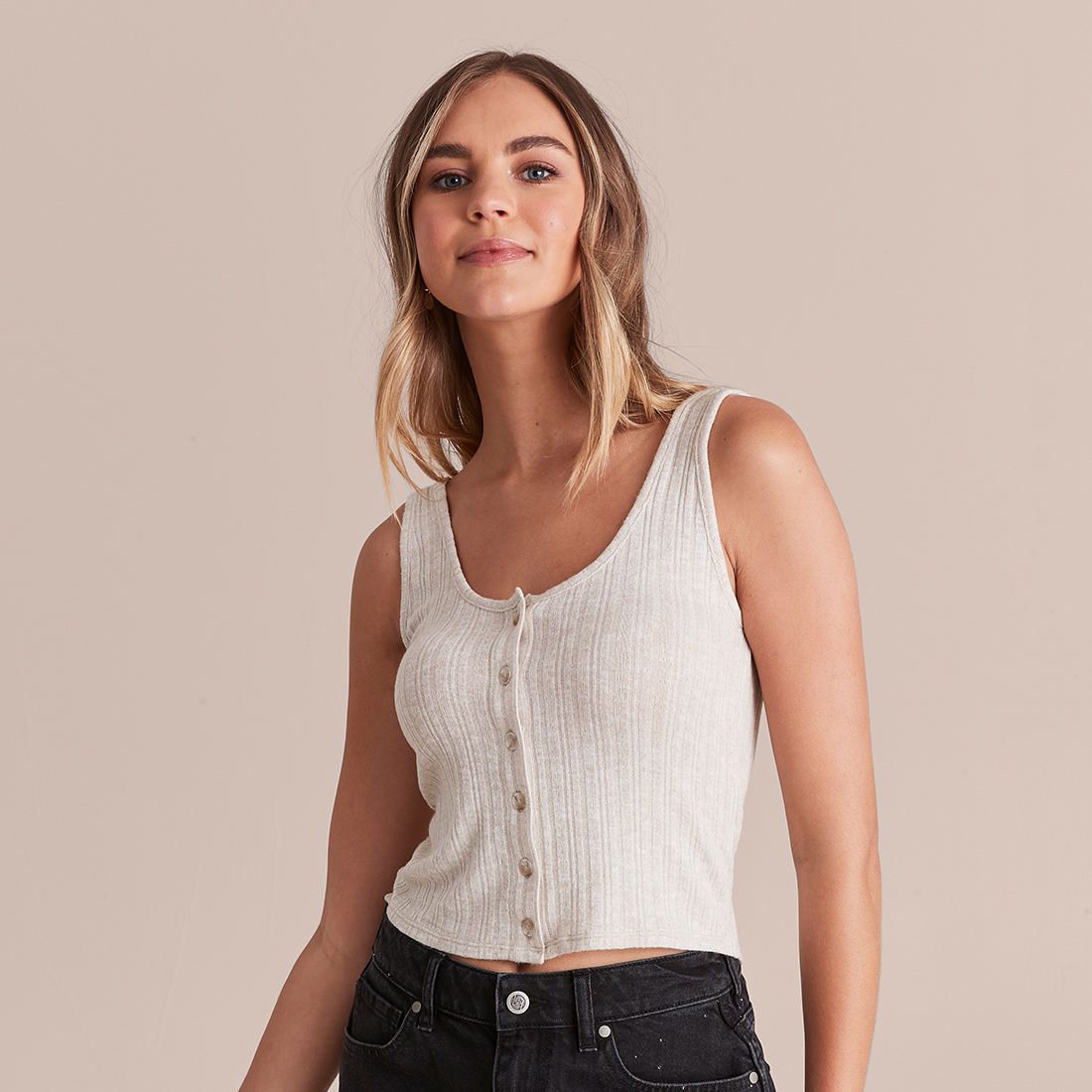 Lily Loves Button Front Tank Top 