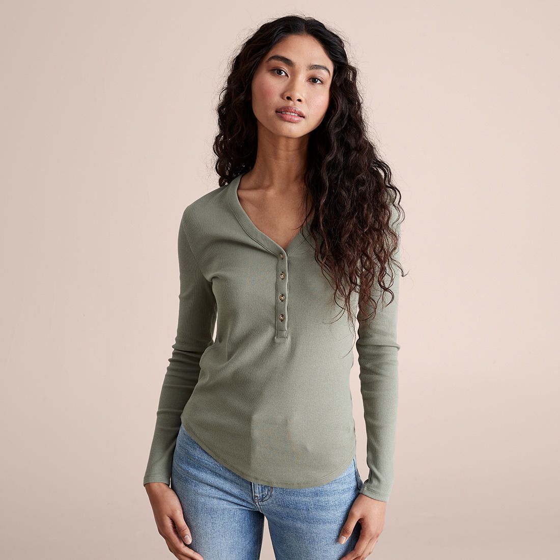 Organic Cotton Long Sleeve Henley Top 