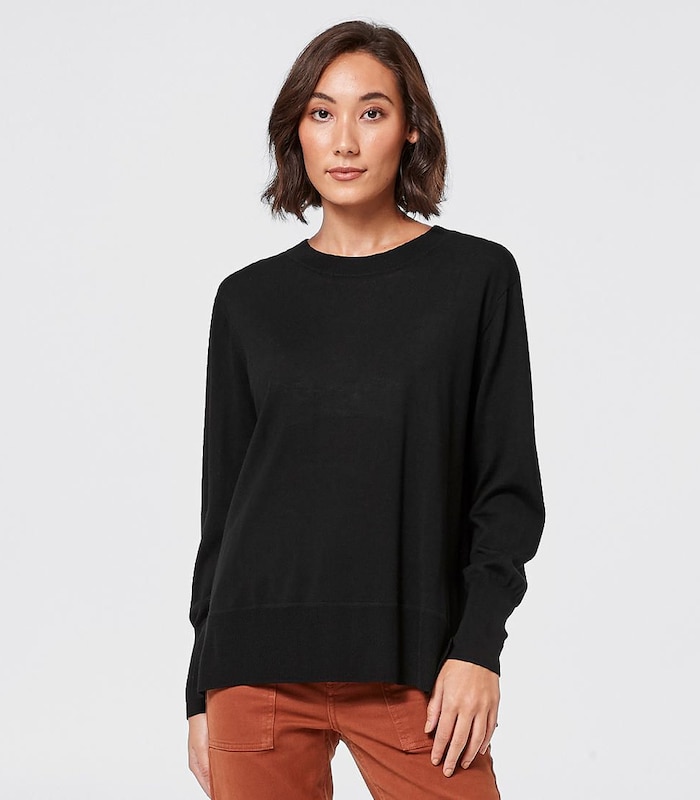 Merino Wool Crew Neck Jumper - Black | Target Australia