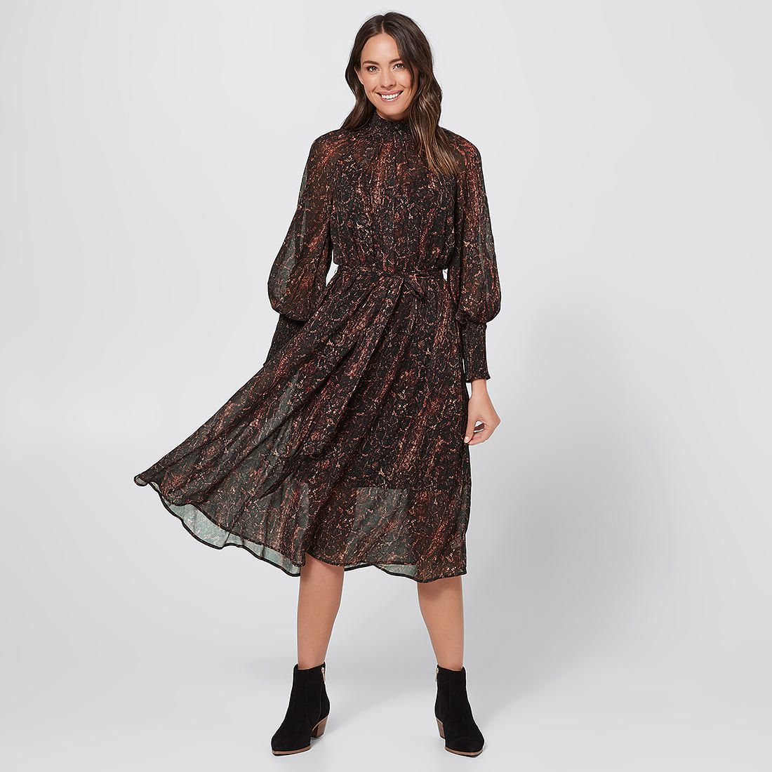 midi dress snake print