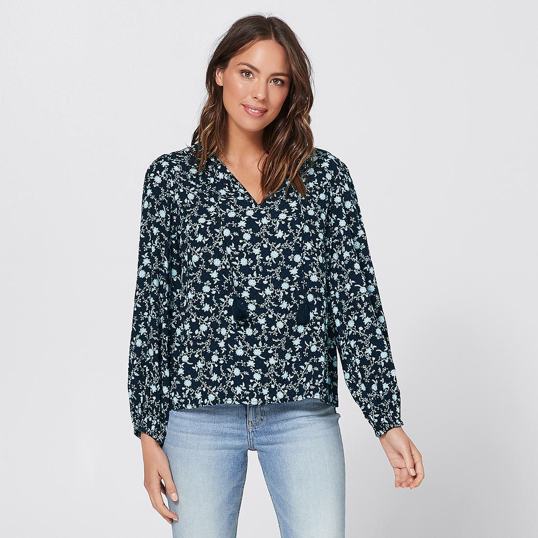 navy blue peasant top