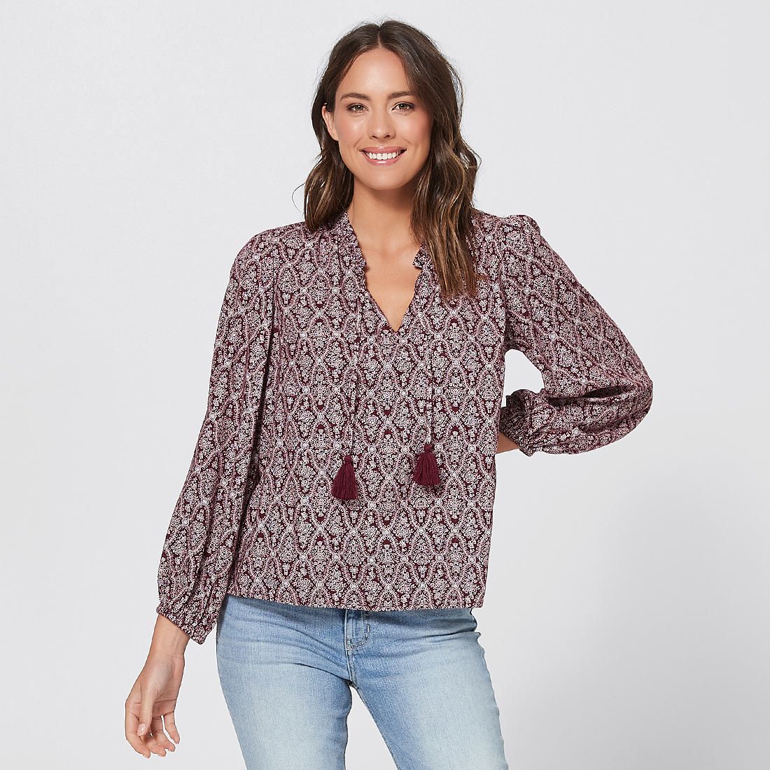 burgundy peasant top